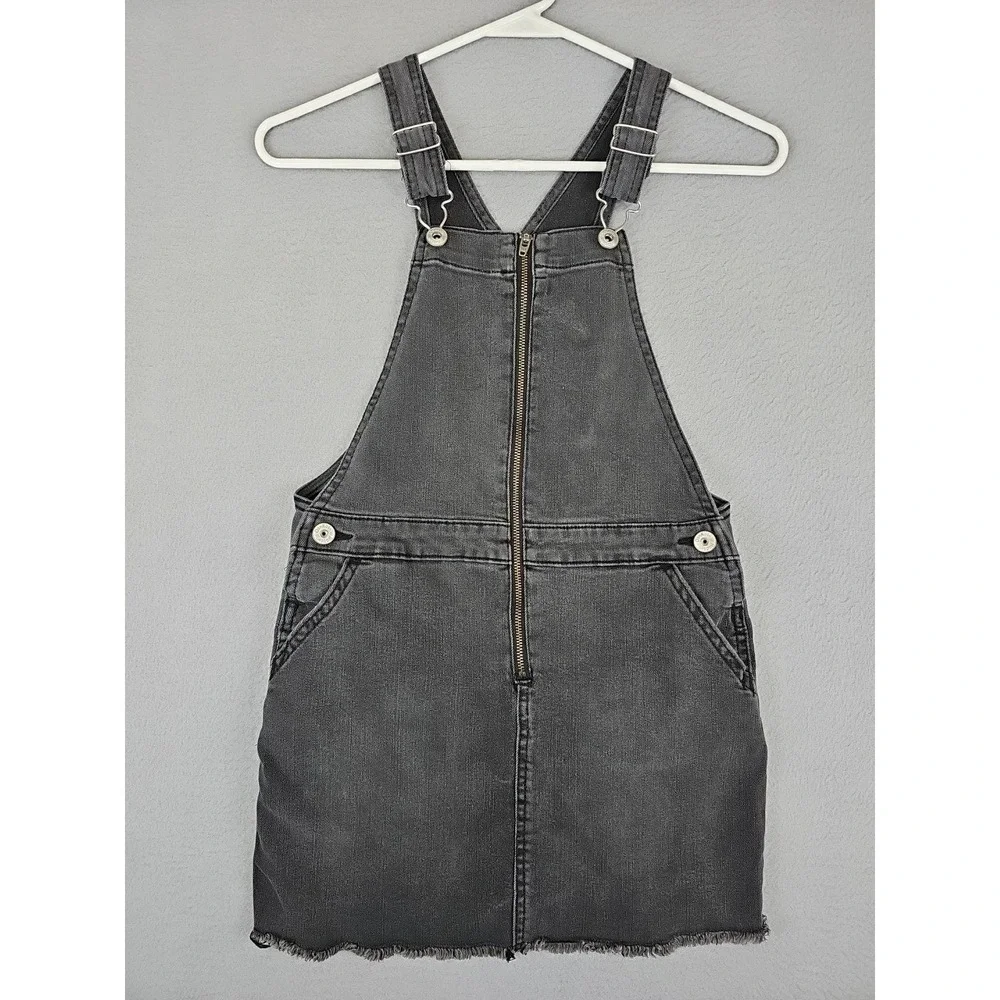 OshKosh B'Gosh Bib Overalls Skirt Girls 8/8A Vintage Vestbak Black Denim Zip